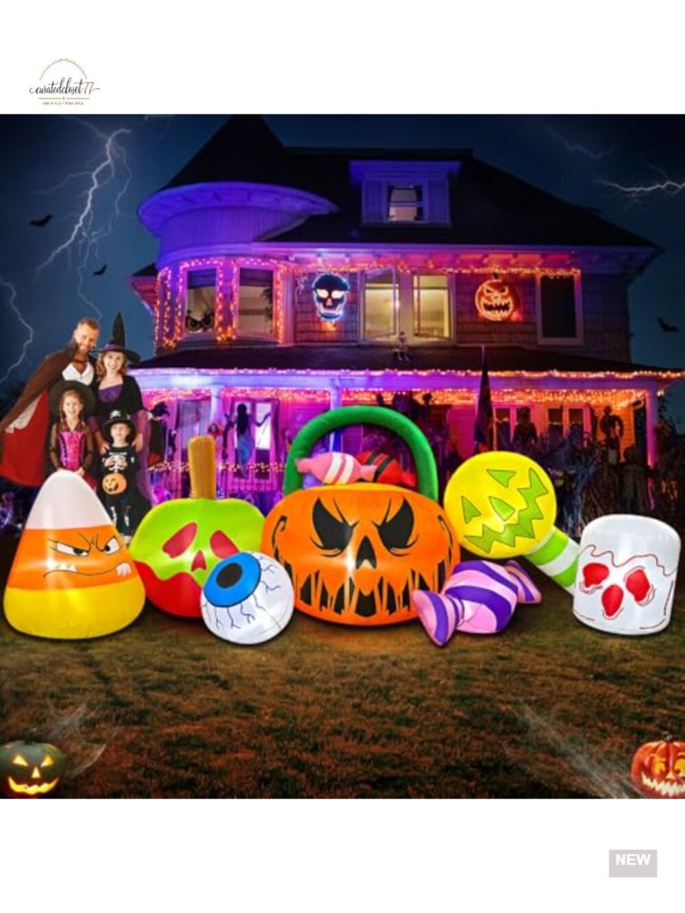 10ft Halloween Inflatable Pumpkin Ghost Outdoor Yard Decor with LED Lights